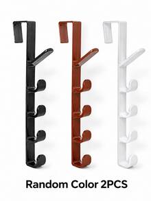 4pcs/Set Over-The-Door 5-Hook Vertical Storage Rack, Hanging Organizer For Closet And Cabinet, No-Drill Clip Hooks For Kitchen And Bathroom - Multicolor - View 13