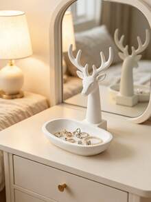1pc 3D Printed Deer Head Jewelry Tray, Desktop Decor - Multicolor - View 2