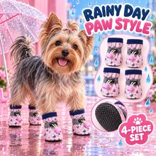 4pcs/Set Waterproof Pet Dog Shoes, Dolphin Shape, PVC Material With Anti-Slip Function, Waterproof Anti-Slip Soft Cushion Sole, Equipped With Adjustable Paw Protection Device, Suitable For Puppies, Small Dogs, Medium Dogs, Ideal For Outdoor Walking, Hiking, Wading On Wet Surfaces. - Multicolor - View 6