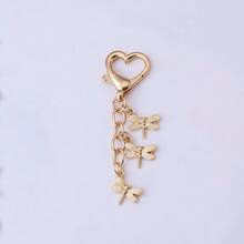 1Pc Enamel Dragonfly Keychain, Alloy Heart Clasp Bag Charm, Insect Pendant, Backpack Decor, Christmas Birthday Gift For Girls Women - Multicolor - View 9