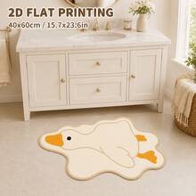 2D Flat Cartoon White Goose Pattern Carpet, Irregular Shaped Rug, Decorative Carpet, Bedroom Decor, Small Rug, Carpet, Home Decor, Living Room Carpet, Bedroom Carpet, Outdoor Carpet, Washable Carpet, Short Pile Carpet, Cutting Error 1-5 Cm - Multicolor - View 4