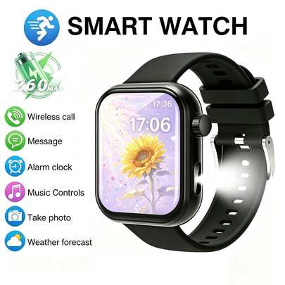 ZhiKexing Jam Tangan Pintar Olahraga Unisex Layar Tampilan Definisi Tinggi 1,83 Inci, Senter Olahraga Luar Ruangan, Kapasitas Baterai 260mAh, Panggilan Nirkabel, Berbagai Mode Olahraga, Pemutaran Musik, Prakiraan Cuaca dan Fungsi Lainnya, Cocok Sebagai Hadiah untuk Teman dan Pasangan, Kompatibel dengan Android dan iOS