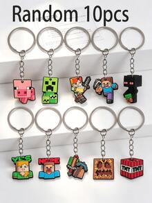 100pcs/Random 1pc Pixel Battle Pixel Grid Theme Birthday Party Gift Soft Rubber Keychain, Character Keychain, Suitable For Backpack Decoration, Car Pendant, Backpack Charm, Perfect Gift For Birthday, Holiday, Halloween, Christmas, Anniversary Party - Multicolor - View 10