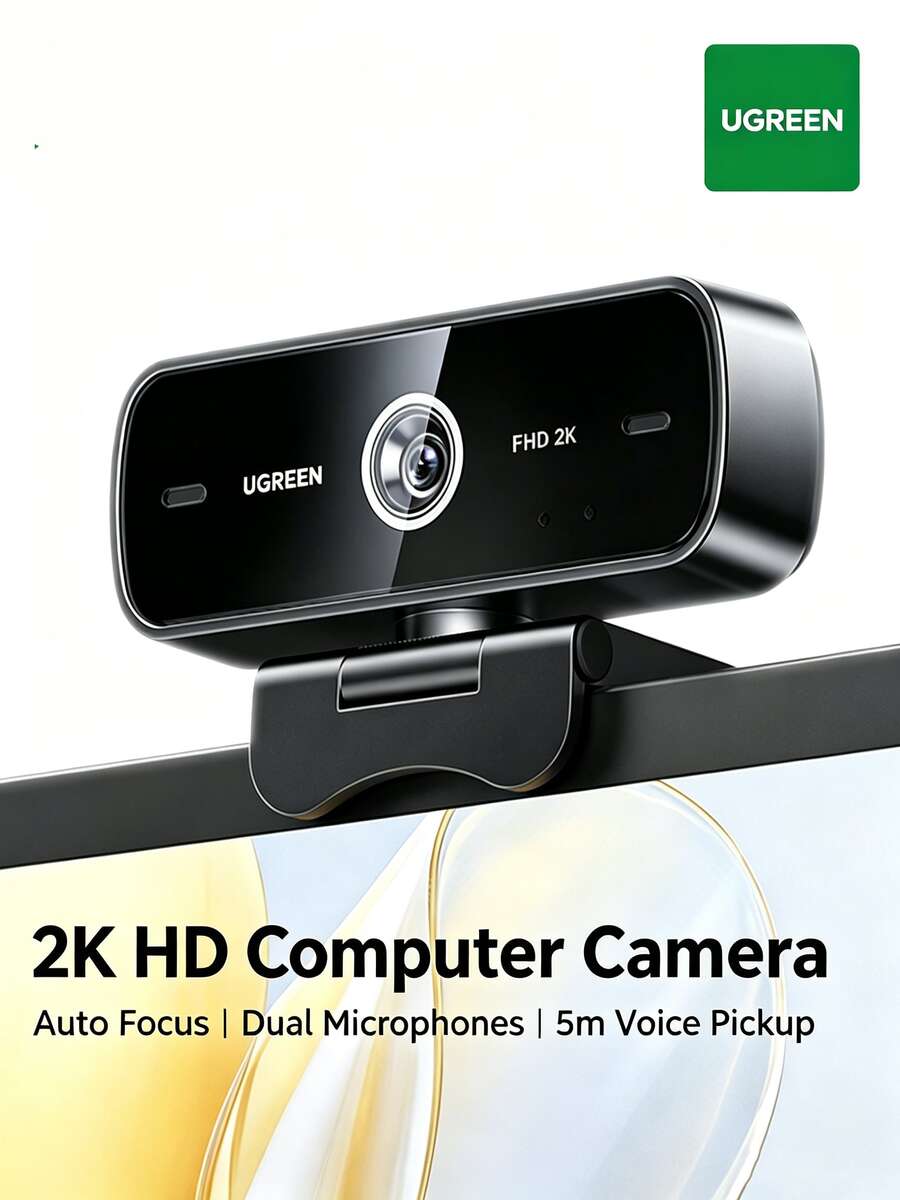 UGREEN USB External Computer Webcam 2K HD Wide-Angle Dual Microphone Auto-Focus For Desktop Laptop Video Calls Meetings Exams Interviews Live Streaming CM926 - View 1