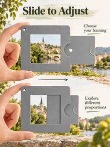 2pcs Gray Adjustable Drawing Viewfinder, Portable Sliding Composition Tool With Color Observation Hole, Suitable For Sketching, Painting, Still Life Composition And Outdoor Landscape Sketching - A - View 10