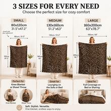 1pc Leopard Print Faux Rabbit Fur Double Layer Warm Blanket, Faux Animal Fur Soft And Smooth Double-Sided Plush Blanket Suitable For Home Living Room Bedroom Sofa All Seasons Multi-Functional Throw Blanket, Enhance Your Quality Of Life - Camel-colored Leopard Print - View 3