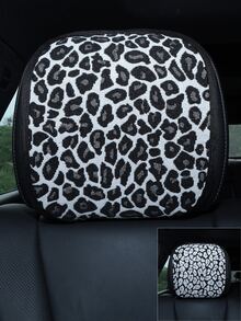Almohada de cuello para asiento de coche con estampado de leopardo, soporte de cuello universal de fácil instalación para conducir, accesorio decorativo para coche, funda de almohada para cabeza - Lino con estampado de leopardo - Ver 2
