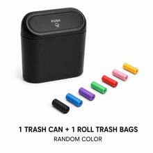 1set Black Push Lid Hanging Car Trash Can, Compact Mini Car Door-Mounted Garbage Bin, Portable Vehicle Waste Basket & Multifunctional Storage Organizer, Easy-Clean Auto Interior Accessory For Front & Rear Door, SUV, Sedan & Truck - Multicolor - View 7