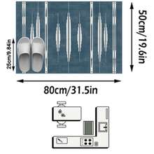 1PC Deep Blue & White Geometric Vertical Stripe Area Rug, Faux Cashmere Material Rectangular Bohemian Ikat Pattern, Machine Washable Suitable For Living Room Bedroom Daily Home Decor, Aesthetic Home Decoration - Multicolor - View 14