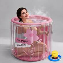 1pc Adult Portable Inflatable Bathtub, 31.4 Inch Diameter Round Foldable Soaking Tub With Foot Pump, Easy To Inflate And Quick Drain, Space-Saving Portable Bathtub For Home SPA, Hot Bath, Relaxing Ice Bath, Bathroom Accessory, Indoor Use, Convenient For Travel And Storage, Perfect Holiday Gift - A - View 11