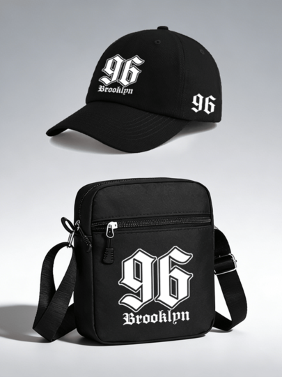 1pc/2pcs "Brooklyn 96" Pattern Print Unisex Street Fashion Outdoor Sports Baseball Cap And Crossbody Bag, Adjustable, Gift For Yourself Or Friends