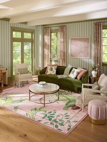 1 Buah Karpet Area Geometris Bunga Tanaman Tropis Warna Pink & Hijau, Bahan Kasmir Imitasi, Bentuk Persegi Panjang, Pola Gaya Pastoral Segar, Dapat Dicuci dengan Mesin, Cocok untuk Ruang Tamu, Kamar Tidur, Dekorasi Rumah Sehari-hari, Dekorasi Rumah Estetis - MultiWarna - View 5