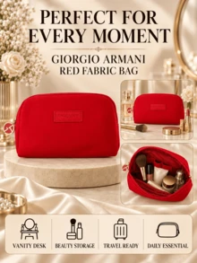 Giorgio Armani Armani Red Textile Bag, 18*12cm, Soft Fabric, Compact And Portable, Suitable For Daily Storage And Travel - Red - View 8
