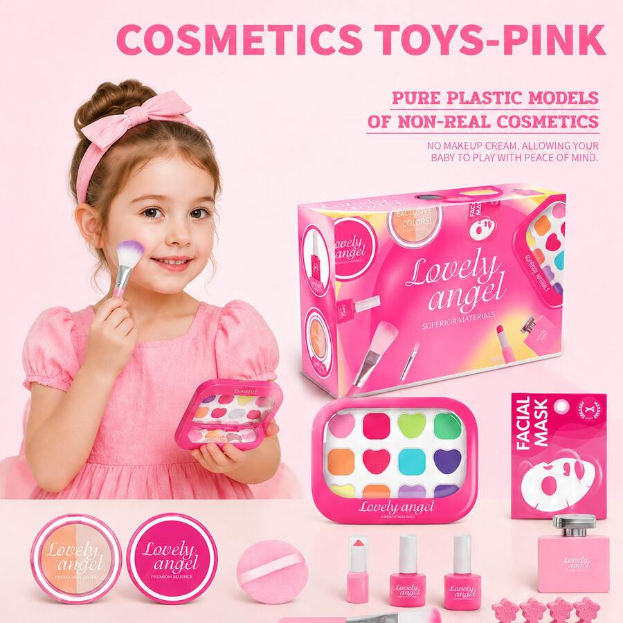 Girls Pretend Makeup Toy Set, Children's Simulation Makeup Role Play
