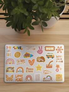50pcs Groovy Boho Hippie Stickers For Skateboards, Guitars, Laptops, Scrapbooks, Suitcases, Refrigerators, Storage Boxes, Decor DIY Graffiti Stickers - A - View 4