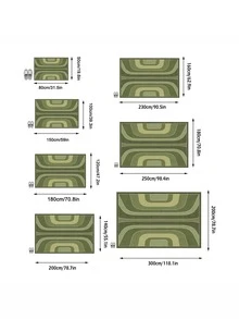 1pc Green Gradient Geometric Line Area Rug, Faux Cashmere Material Rectangular Modern Minimalist Abstract Pattern, Machine Washable Suitable For Living Room Bedroom Daily Home Decor, Aesthetic Home Decoration - Multicolor - View 3