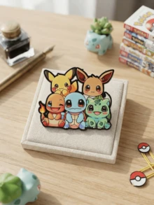 Anime Character Enamel Brooch, Cute Pikachu Eevee Charmander Metal Lapel Badge, Cartoon Collectible Backpack Accessory, Fan Gift - Multicolor - View 4
