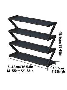 Z-Shaped Plastic Shoe Rack Floor-Standing Storage Rack Multi-Functional Large Capacity Storage Rack Easy To Assemble Home Dormitory Essential Space-Saving Suitable For Living Room Bedroom Home Decoration - Multicolor - View 2