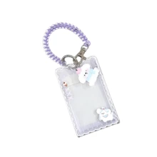 Kawaii Pink ID Card Holder With Retractable Reel, Cute Clear Sliding Card Case, Aesthetic Badge Holder With Charm For Daily Use - Multi-color - View 16