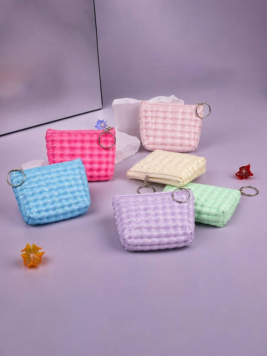 XD Women's Neutral Small Wallet, 12/6/3/1pc, Wavy Fashion Design, Suitable For Cash, Cards, Coins, Fashion Accessory, Machine Washable, No Embroidery, No Oil Edge, Small Wallet, Cute Wallet, Travel Essential Wallet, Summer Coin Purse, Holiday Gift - Multicolor - View 1