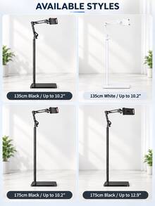 Tablet And Phone Floor Stand, Adjustable Height 360° Rotating Bracket, Flexible Spring Arm Overhead Stand, Wide Metal Base, Universal 4.7-12.9 Inch Tablet And Smartphone Holder, Suitable For Bed, Sofa, Kitchen, Hands-Free Viewing, Reading, Video Calls, Live Streaming - View 11