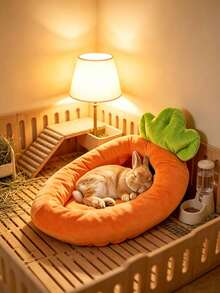 1pc Pet Mat Rabbit Bed Pad, Rabbit Winter Warm Bed Pad, Hamster Bed Guinea Pig Bed, Suitable For Hamsters, Rabbits, Guinea Pigs And Other Small Pets All Season Sleep Bed - Round - View 1