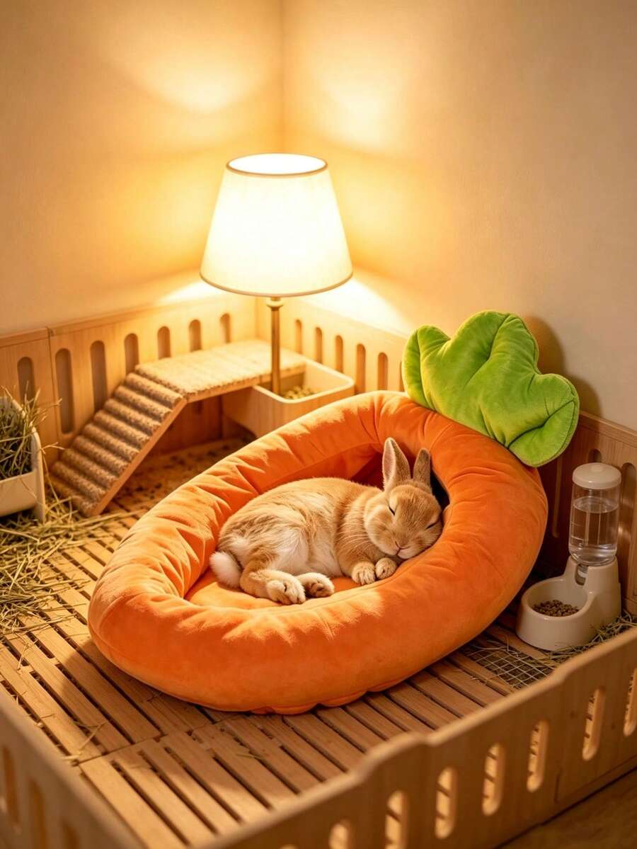 1pc Pet Mat Rabbit Bed Pad, Rabbit Winter Warm Bed Pad, Hamster Bed Guinea Pig Bed, Suitable For Hamsters, Rabbits, Guinea Pigs And Other Small Pets All Season Sleep Bed - Round - View 1