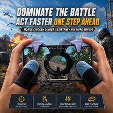 Mobile Game Controller Trigger/Controllers, Knives Out, And Rules Of Survival (Aim & Fire Triggers) Kness, With 10pcs Gaming Finger Sleeves, Sensitive Aim & Shoot Triggers For IOS/Android. - Navy Blue - View 3