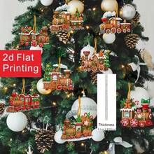 2D Flat 8pcs DIY Acrylic Diamond Art Painting Decor, Adult Diamond Painting Kit Christmas Theme Diamond Painting Hanging Decor Set, Suitable For Christmas Tree Decoration, Christmas Train Pattern Home Decor Craft Kit, Holiday Decoration Gift, Unique Design To Unleash Your Creativity And Imagination, A Perfect Piece Of Art Suitable For Decorating Doors, Windowsills And As A Christmas Gift! - View 11