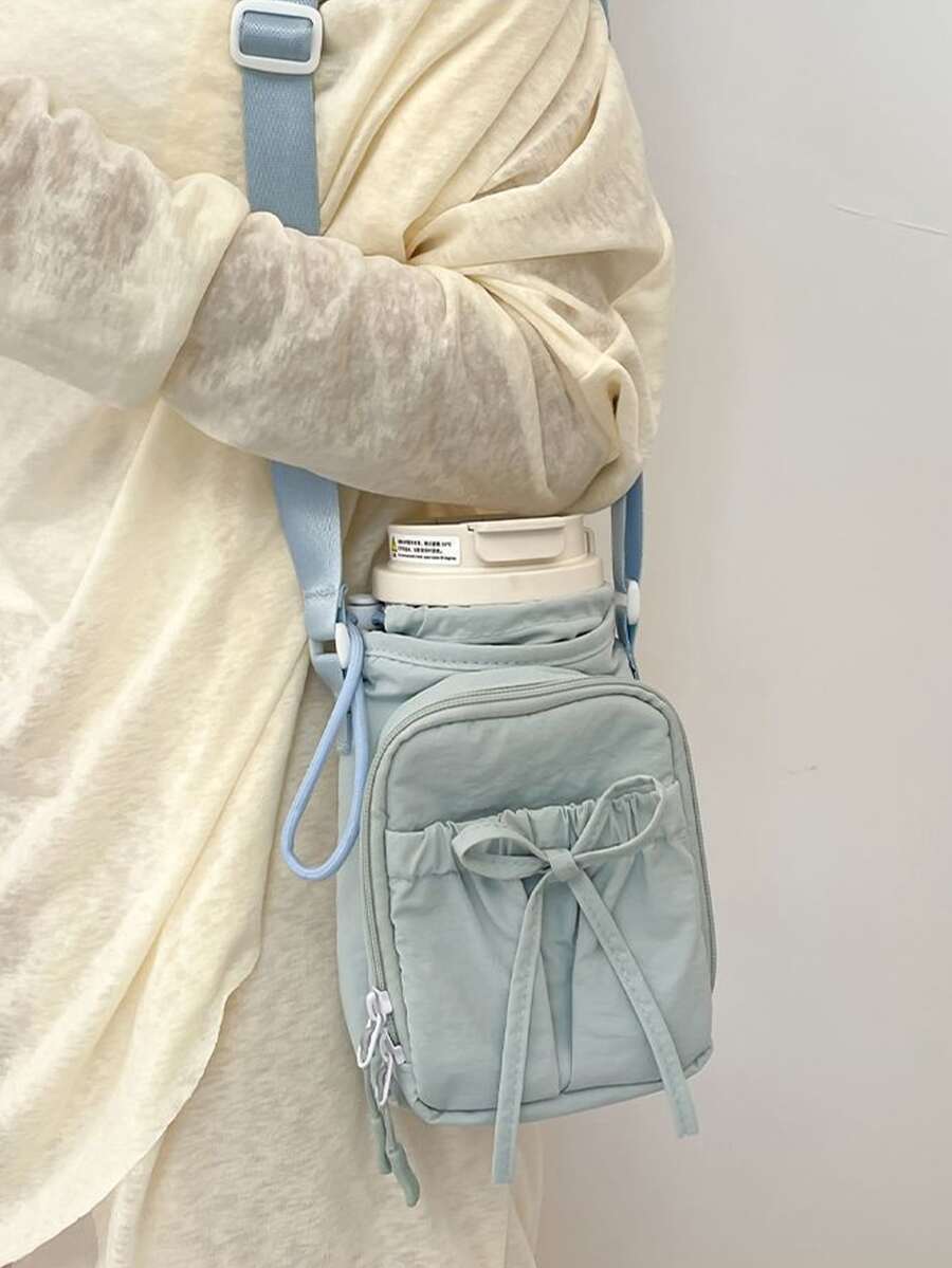1 buah Tas Bahu Wanita Model Ember, Tas Selempang, Tempat Botol Minum, Cocok untuk Olahraga, Bersepeda, Lari, Perjalanan, dan Penggunaan Sehari-hari. Desain Tali Serut yang Modis, Serbaguna, Hadiah Ideal untuk Pacar. - MultiWarna - View 1