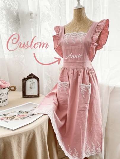 Custom Name/Titles Women's Floral Polyester Apron,Chef Gardening Baking Apron,Canvas Work Apron,Kitchen BBQ Bartender Grilling Apron,Perfect Gift,Fashionable Cute Pocket Apron,Thickened Waist Apron,Housework Kitchen,Adult Apron Kitchen Supplies