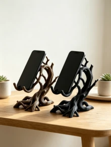 1pc Tree Root Resin Phone Stand, Vintage Country Style, Phone Holder For Workspace, Bedside Table, Living Room Desktop Decoration, Office Desk Phone Holder, Home Decor Artistic Shaped Stand - 1pc - View 2