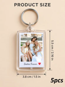 1/3/5Pcs Custom Photo And Text Keychain,Personalized Acrylic Keychain,Custom Couple Keychain, Photo Key Ring,Valentine's Day,Birthdays Gift - Multicolor 2 - View 12
