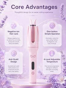 GENAI 32mm Automatic Rotating Curling Iron, Fast Heating Anti-Scald Hair Curler, Portable Travel Styling Tool, Suitable For Gifts - Multicolor - View 5