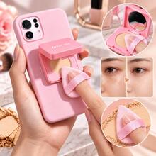 2-In-1 Pressed Face Powder & Phone Grip, Portable Matte Setting Powder With Built-In Mirror, Oil Control & Pore Blurring Compact Makeup For On-The-Go Touch Ups - Multicolor - View 1
