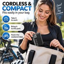 Carsun Mini Portable Electric Bicycle Air Pump, Wireless Tire Inflator, 150PSI Digital Display Version - 150g, Palm Size, Precise Display - Auto Shut Off After Inflation, Bicycle Accessory - Wireless - View 3