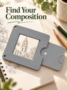 2pcs Gray Adjustable Drawing Viewfinder, Portable Sliding Composition Tool With Color Observation Hole, Suitable For Sketching, Painting, Still Life Composition And Outdoor Landscape Sketching - A - View 8