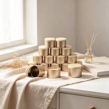 HIZTGHC 48pcs Champagne Gold 4oz DIY Candle Making Kit, Includes 8 Metal Candle Jars With Lids, Sturdy Empty Containers, Suitable For Beginners, Parent-Child Crafts, Classroom Crafts, Wedding Party Favors, Jewelry Storage, Holiday Gifts And Home Desktop Decor - 8 Sets/48 Pcs - View 11