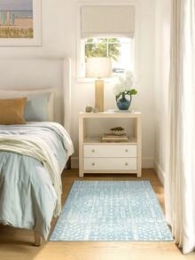1 Buah Karpet Area Motif Bunga Geometris Biru Muda & Putih, Bahan Kasmir Imitasi, Bentuk Persegi Panjang, Pola Bohemian Vintage Usang, Dapat Dicuci dengan Mesin, Cocok untuk Ruang Tamu, Kamar Tidur, Dekorasi Rumah Sehari-hari, Dekorasi Rumah Estetis - MultiWarna - View 7