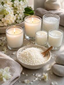 200g/500g/1000g White Beeswax Pellets, Used For Making Candles, DIY Wax Beads For Wax Melting, Molds And Container Candles, 500g/1000g Optional Set Includes 50 Wicks, 2 Wick Stickers And 5 Wooden Bases, Christmas Crafts - Multiple Styles - View 5