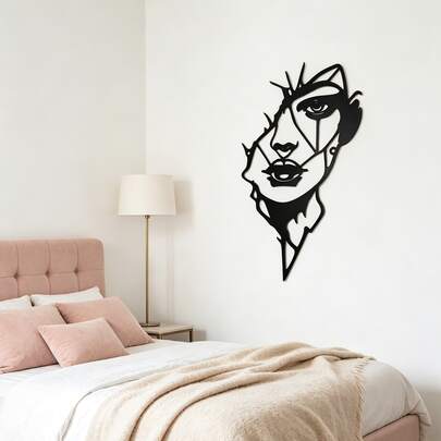 1pc Elegant Metal Wall Decor - Abstract Female Silhouette Sculpture, Suitable For Bedroom, Living Room And Bathroom - Thick Line Art Design, Enhancing Modern Home Aesthetics
