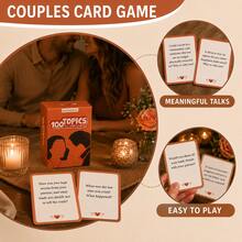 100 Topics For Date Night Couple Conversation Card Game, Meaningful Question Game, Perfect Gift For Christmas, Game Party, Engaging Interactive Tabletop Game For Adult Pair Holiday Gatherings - Multicolor - View 7