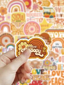 50pcs Groovy Boho Hippie Stickers For Skateboards, Guitars, Laptops, Scrapbooks, Suitcases, Refrigerators, Storage Boxes, Decor DIY Graffiti Stickers - A - View 5