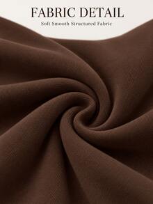 Women's Casual Loose Minimalist Solid Color Elastic Waist Sweatpants With Pockets - Coffee Brown - View 8