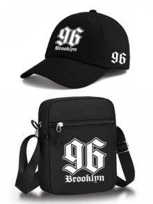 1pc/2pcs "Brooklyn 96" Pattern Print Unisex Street Fashion Outdoor Sports Baseball Cap And Crossbody Bag, Adjustable, Gift For Yourself Or Friends - Multicolor - View 12