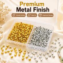 2mm Gold & Silver Dual-Color 300pcs/Ea Zinc Alloy Spacer Beads Set For DIY Bracelet, Necklace, Phone Chain Making, Metal Jewelry Accessories - Positioning Tube - View 7
