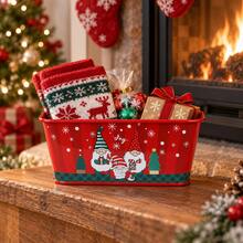 1pc Christmas Metal Planter Box, Red Rectangular Holiday Flower Pot With Snowman And Santa Claus Pattern, Decorative Plant Container For Christmas Table Centerpiece, Home Decor, Party And Gift Basket - Christmas Flower Pot - View 6