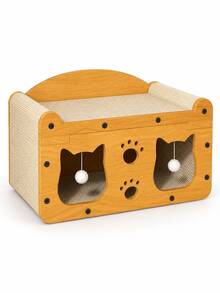 1pc 2-In-1 Cat Scratching Board & Cat Bed, Durable Corrugated Cardboard, Double Layer Design, Suitable For All Seasons (Cat Supplies) - Multicolor - View 8