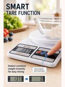SMEGGEMS 10kg/1g 精密電子廚房秤，緊湊設計，LCD 顯示螢幕，耐用 ABS 材質，AAA 電池供電，支持便捷壁掛收納，備餐與烘焙必備工具 - 廚房秤 - 查看 4