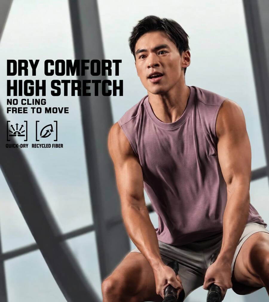 Li-Ning Men's Quick Dry Cool Feeling Fitness Tank Top Summer Breathable Icy Training Shirt AVSW045 - Sandalwood Purple - View 1